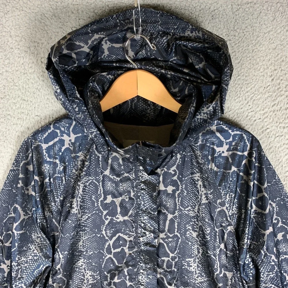 Anatomie Jacket Womens Large Gray Snake‎ Print Removable Hood Luxury Windbreaker